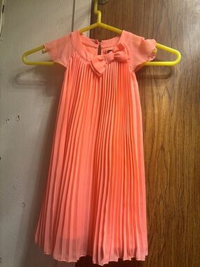 Autograph Coral Pink Pleated Bow-Front Girls' Dress